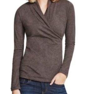 Cabi style 106 brown wrap long sleeve tee